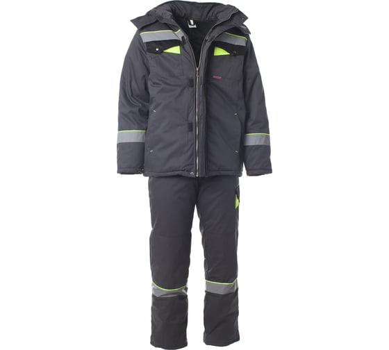Изображение товара Зимний костюм с брюками ФАКЕЛ Корвет СОП, темно-серый/черный/лимонный, р. 64-66; 170-176 87491483.011