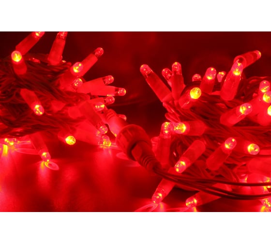 Изображение товара Гирлянда TEAMPROF Нить 10 м, 220В, колпачок, красный, белый провод TPF-S10C-220V-CW/R