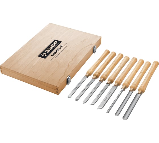 Изображение товара Набор ручных резцов по дереву ЗУБР Умелец-8 8 шт., р6м5 18374