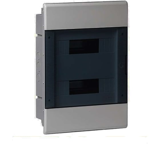 Изображение товара Щиток скрытой проводки Рувинил Тусо на 24 модуля с дверцей 415x299x103 мм серый с прозрачной дверцей 68124СП