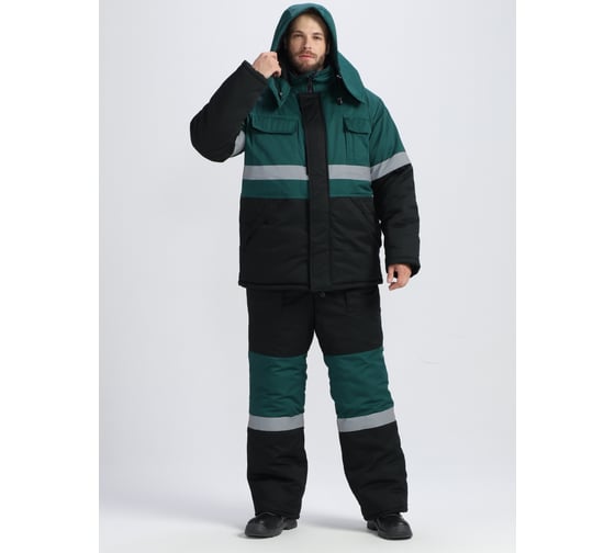 Изображение товара Зимний костюм с полукомбинезоном Факел Нордхард-2 СОП У.(ткань смесовая, 240) черный/т.зеленый, 48-50; 182-188 87490367.004