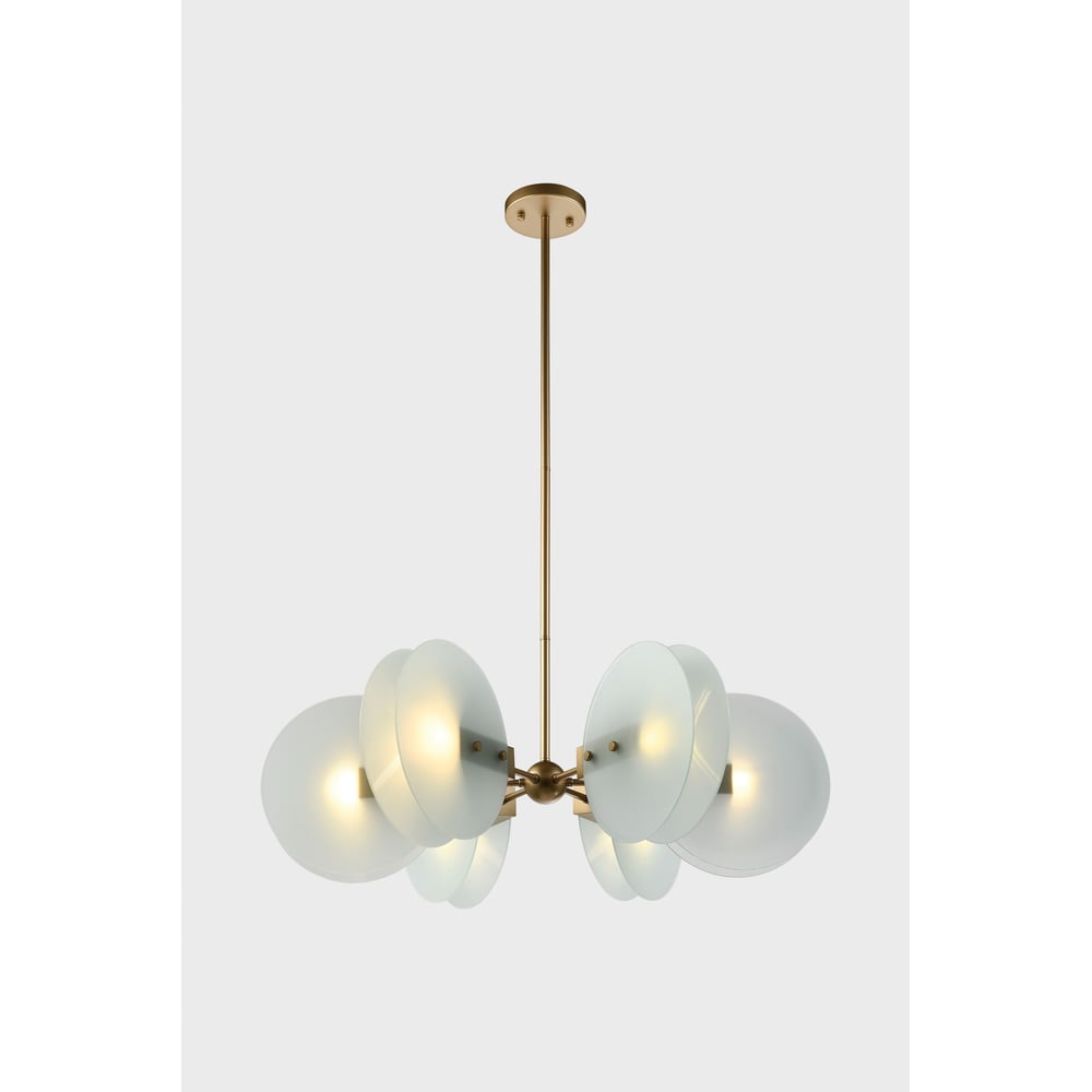 Изображение товара Люстра на штанге Moderli Bari золотой с белыми стеклянными плафонами