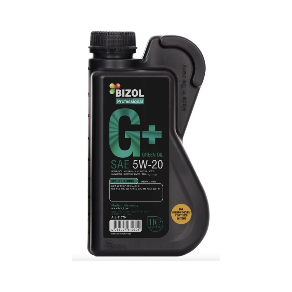 Изображение товара Моторное масло Bizol Green Oil+ 5W-20 1 л синтетическое стандарт SN ACEA A1/B1
