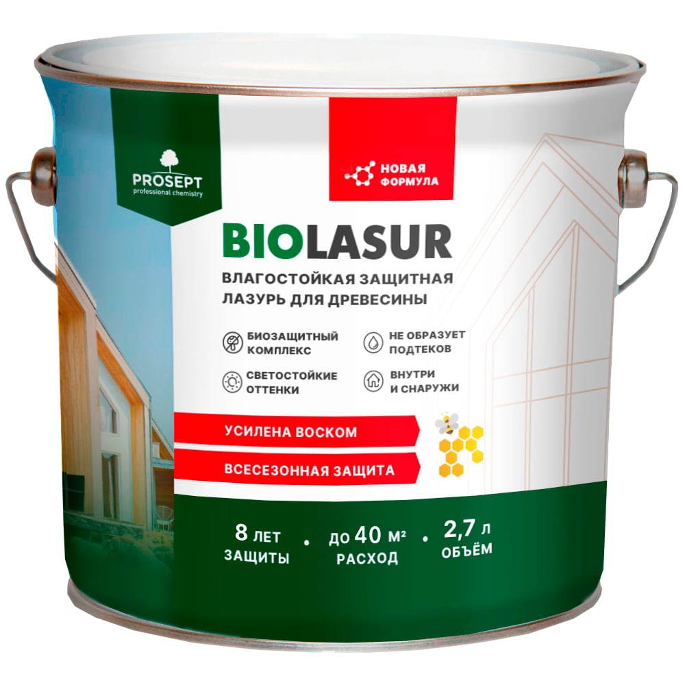 Изображение товара Защитно-декоративный лессирующий антисептик PROSEPT BIO LASUR Дуб 2.7 л 036-2