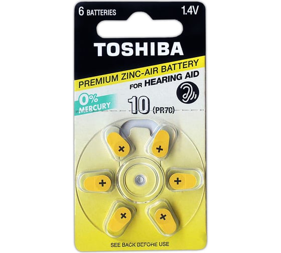Изображение товара Слуховой элемент питания Toshiba A10 (PR70) 6/card 970