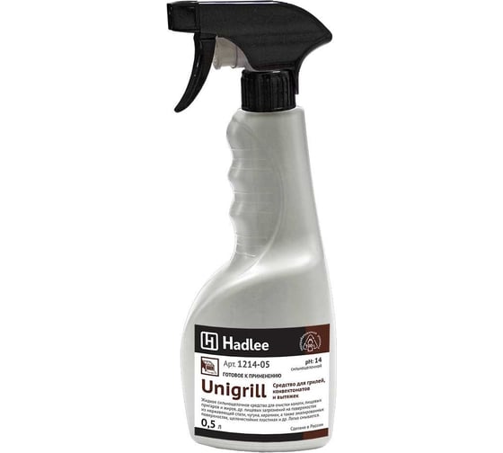 Изображение товара Сильнощелочное средство для очистки грилей, вытяжек, конвекторов Hadlee Unigrill 0.5 л 1214-05