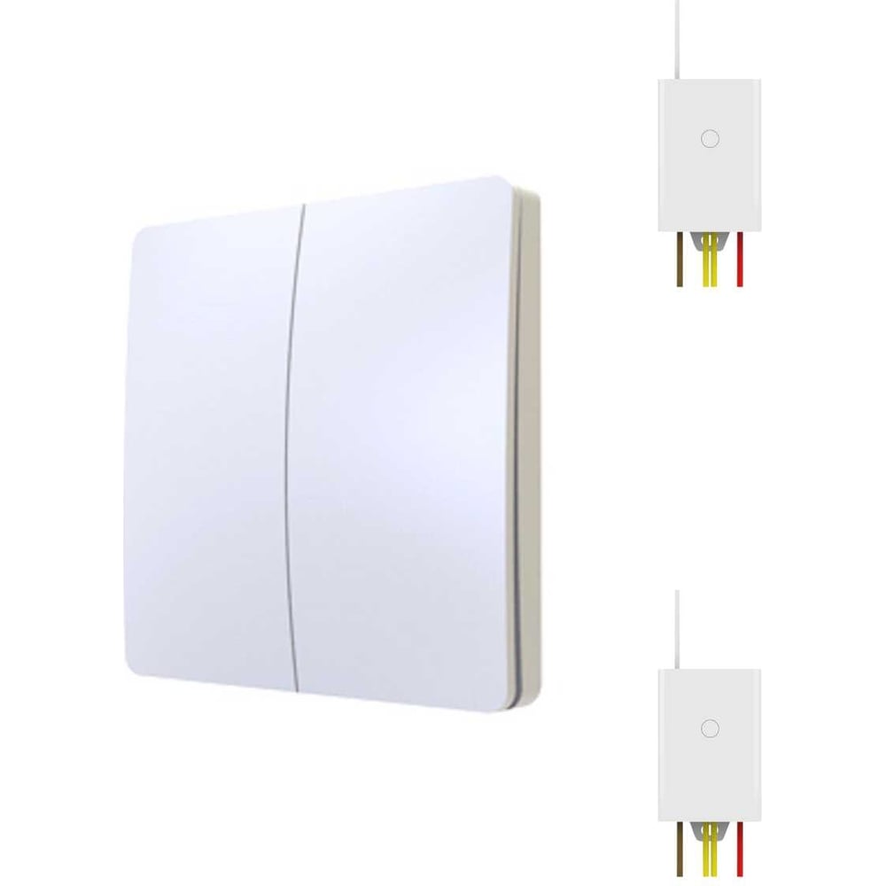 Изображение товара Беспроводной выключатель GRITT Space 2клавиши, белый, комплект: 1 выключатель, 2 радиореле 500Вт 13140