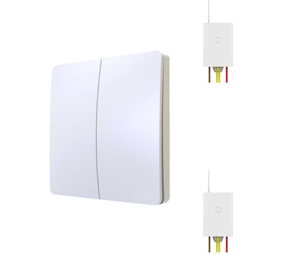 Изображение товара Беспроводной выключатель GRITT Space 2клавиши, белый, комплект: 1 выключатель, 2 радиореле 500Вт 13140