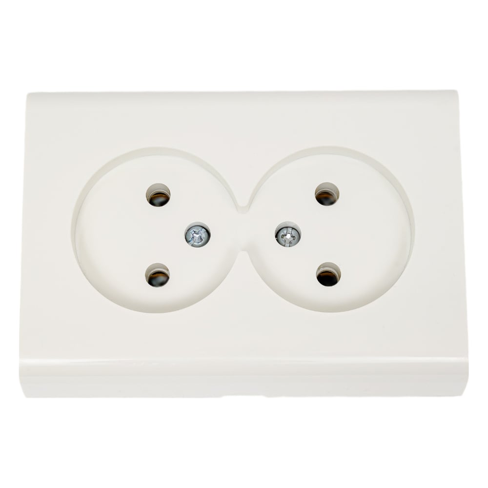Изображение товара 2-я розетка без заземления Ovivo NIVO белая, монтаж накладной, IP20