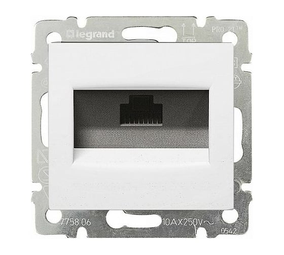 Изображение товара Компьютерная розетка Legrand DIY Valena белая, одинарнаяая, RJ45, 5 категория, крепление винт (без лапок) 694286