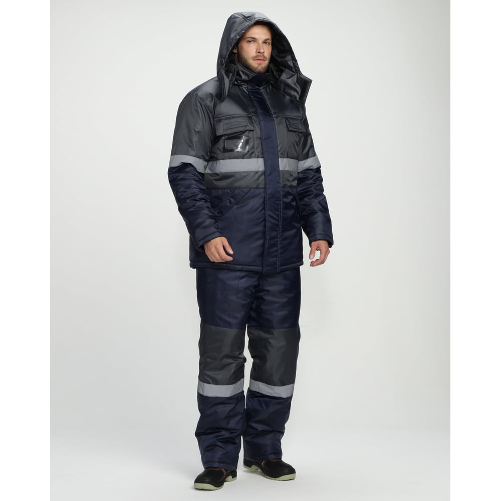 Изображение товара Зимний костюм с полукомбинезоном ФАКЕЛ Профи мужской, утепленный, 56-58, темно-серый/синий