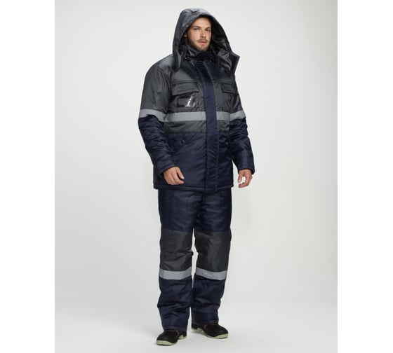 Изображение товара Зимний костюм с полукомбинезоном ФАКЕЛ Профи, темно-серый/темно-синий, р. 56-58; 182-188 87487708.008