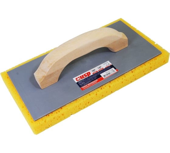 Изображение товара Финишная терка USP с накладкой из поролона, 140x280 мм, пластиковая основа, деревянная ручка 05304