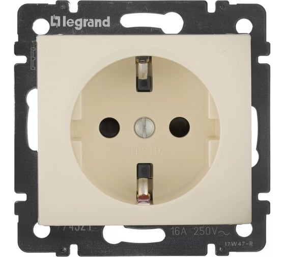 Изображение товара Розетка Legrand с заземлением Legrand Valena со шторками 16А 250В винтовые зажимы слоновая кость 695613