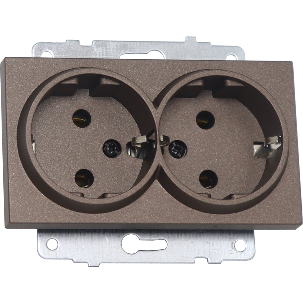 Изображение товара Механизм 2-ой розетки с заземлением Ovivo QUANTUM мокка