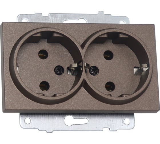 Изображение товара Механизм 2-ой розетки с заземлением Ovivo QUANTUM, мокка 600-000319-907