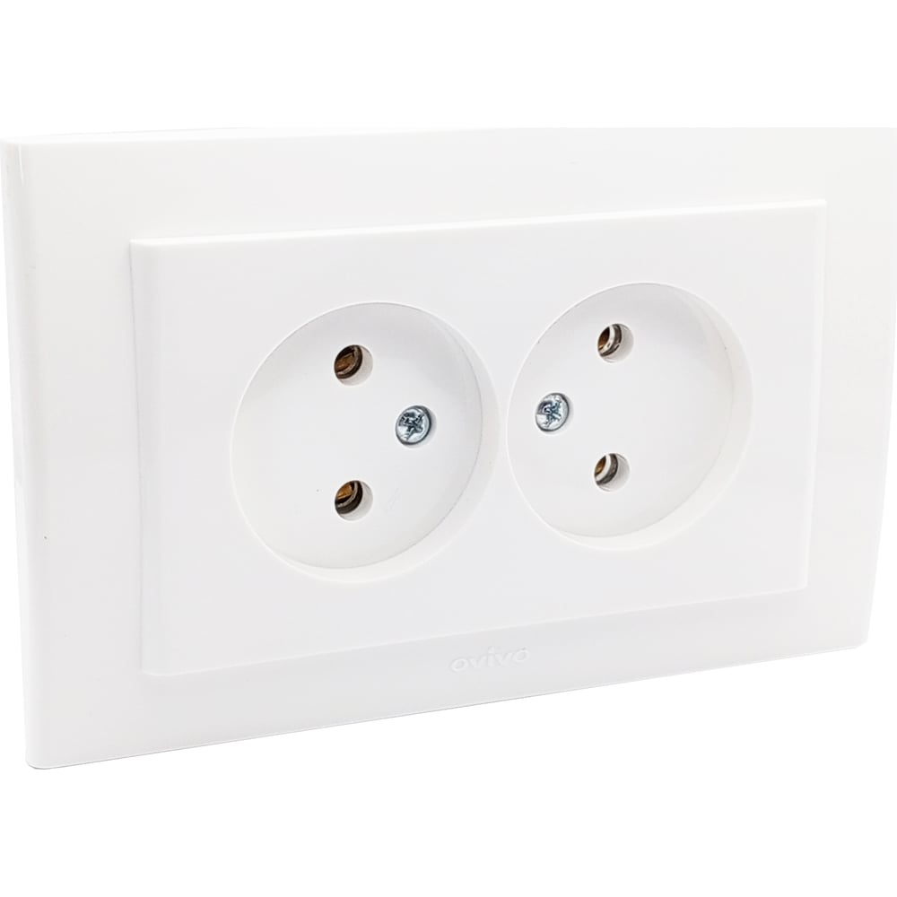 Изображение товара Розетка без заземления Ovivo MINA белая для встраиваемого монтажа 2 гнезда