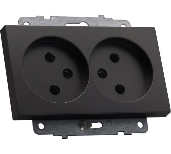 Изображение товара Механизм 2-ой розетки без заземления Ovivo QUANTUM, черный металлик 600-000317-908