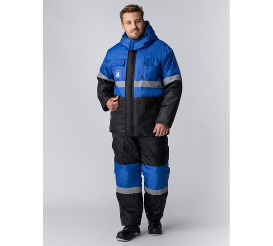 Изображение товара Зимний костюм с полукомбинезоном Мегрес-2 СОП Факел (ткань OxLine, 90) васильковый/черный, 68-70; 170-176 87468913.013