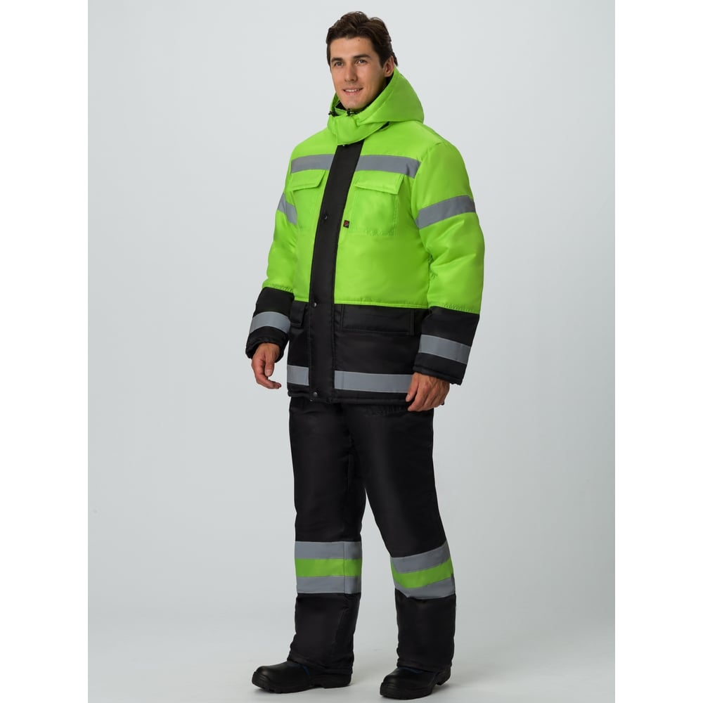 Изображение товара Зимний мужской костюм с брюками ФАКЕЛ Дорожник, лимонно-черный, р.48-50, утепление синтепон