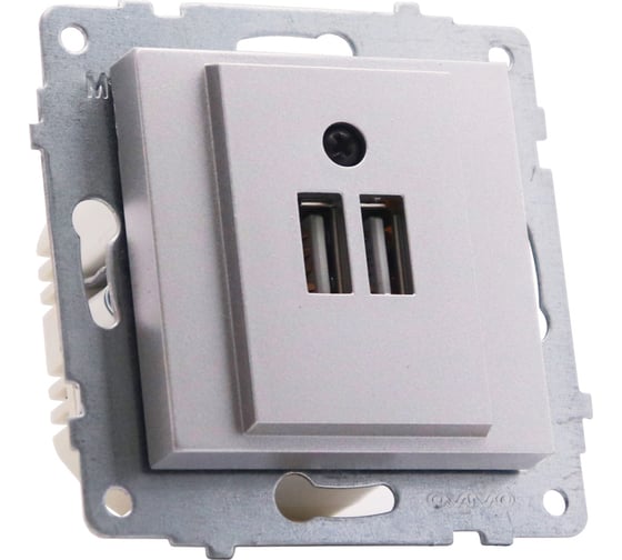 Изображение товара Механизм розетки USB Ovivo 5V-2A (2 порта), серебро 600-000310-247