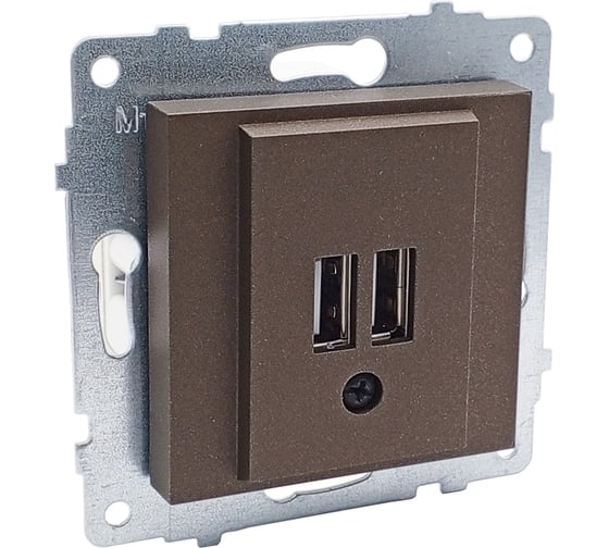 Изображение товара Механизм розетки USB Ovivo 5V-2A (2 порта), мокка 600-000319-247