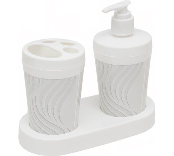 Изображение товара Набор для ванной комнаты Полимербыт BREEZE 2 предмета на подставке wave 431710000