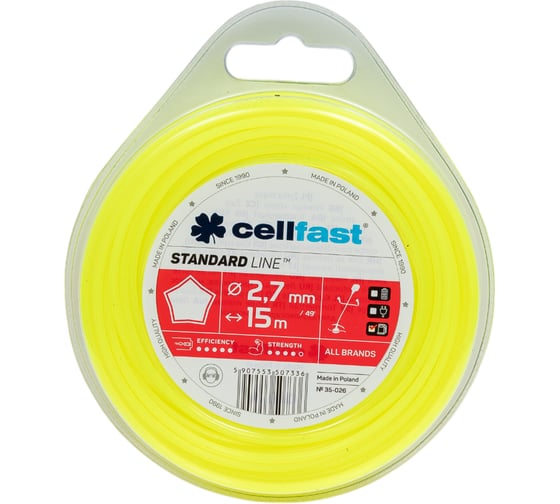 Изображение товара Леска для триммеров (звездочка 2,7 мм, 15 м) Cellfast 35-026