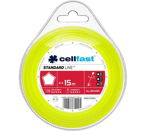 Изображение товара Леска для триммеров (звездочка 3,0 мм, 15 м) Cellfast 35-022