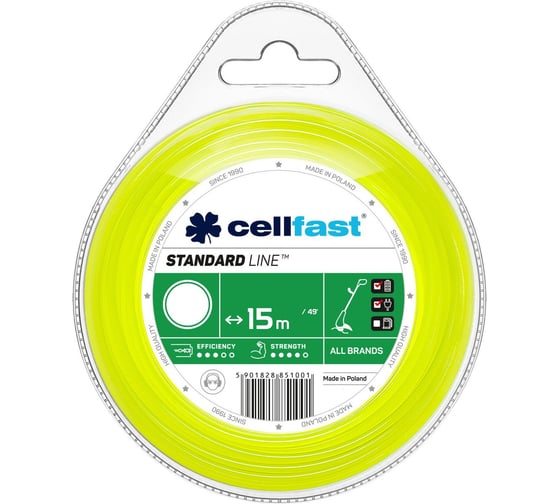 Изображение товара Леска для триммеров (круг 2,4 мм, 15 м) Cellfast 35-004