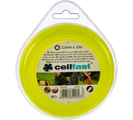 Изображение товара Леска для триммеров (квадрат 3,0 мм, 15 м) Cellfast 35-014