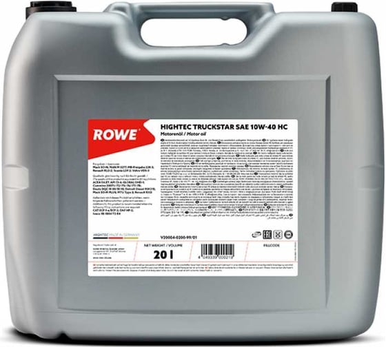 Изображение товара Моторное масло для коммерческого транспорта и сельхоз техники ROWE HIGHTEC TRUCKSTAR SAE 10W-40 HC 20004-0200-99