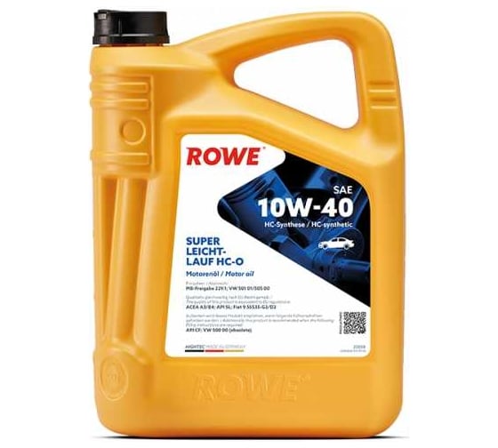 Изображение товара Моторное масло для легкового транспорта ROWE HIGHTEC SUPER LEICHTLAUF SAE 10W-40 HC-O 20058-0040-99