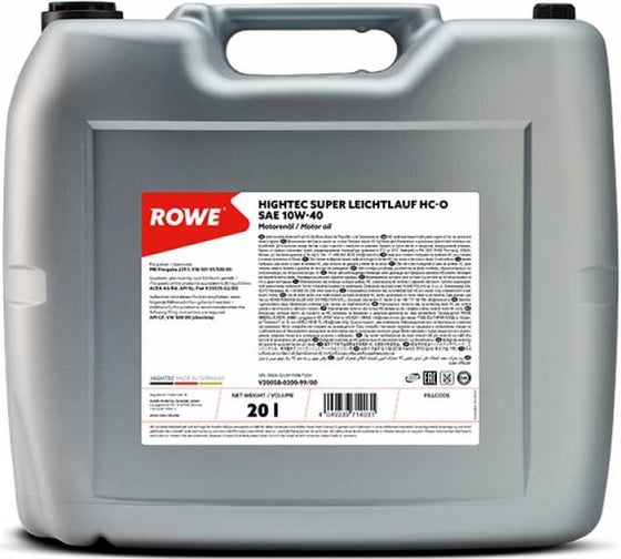 Изображение товара Моторное масло для легкового транспорта ROWE HIGHTEC SUPER LEICHTLAUF SAE 10W-40 HC-O 20058-0200-99