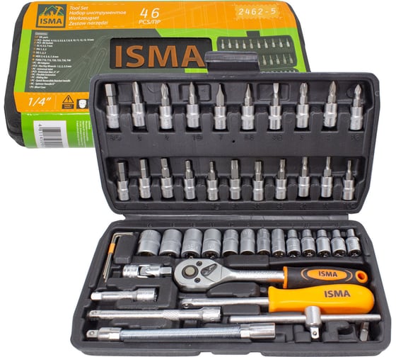 Изображение товара Набор инструментов ISMA 1/4" 46 предметов ISMA-2462-5(47891)