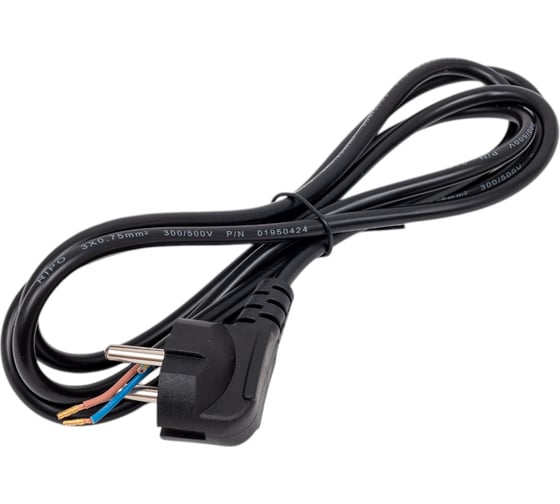 Изображение товара Кабель питания Ripo 1.8м, schuko s22- (3-0.75 mm2) 10a, черный, угловая вилка, с заземлением 003-910023