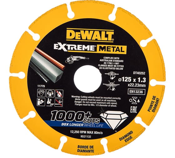 Изображение товара Алмазный диск отрезной по металлу 125х22.2 мм DEWALT DT40252