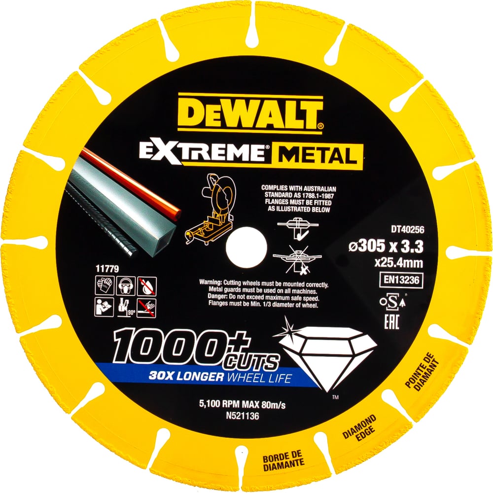 фото Алмазный диск отрезной по металлу 305x25 мм dewalt dt40256