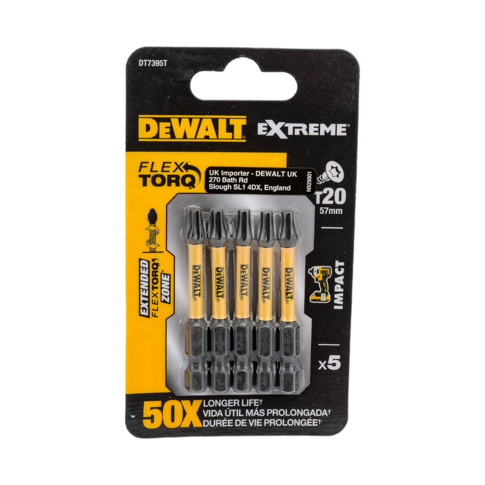Изображение товара Биты T20x57 мм DEWALT DT7395T комплект 5 шт ударные для шуруповерт