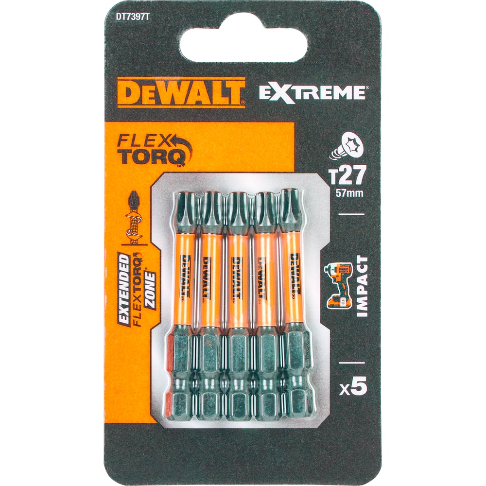 Изображение товара Биты T27x57 мм DEWALT DT7397T 5 шт. для шуруповерта ударного типа