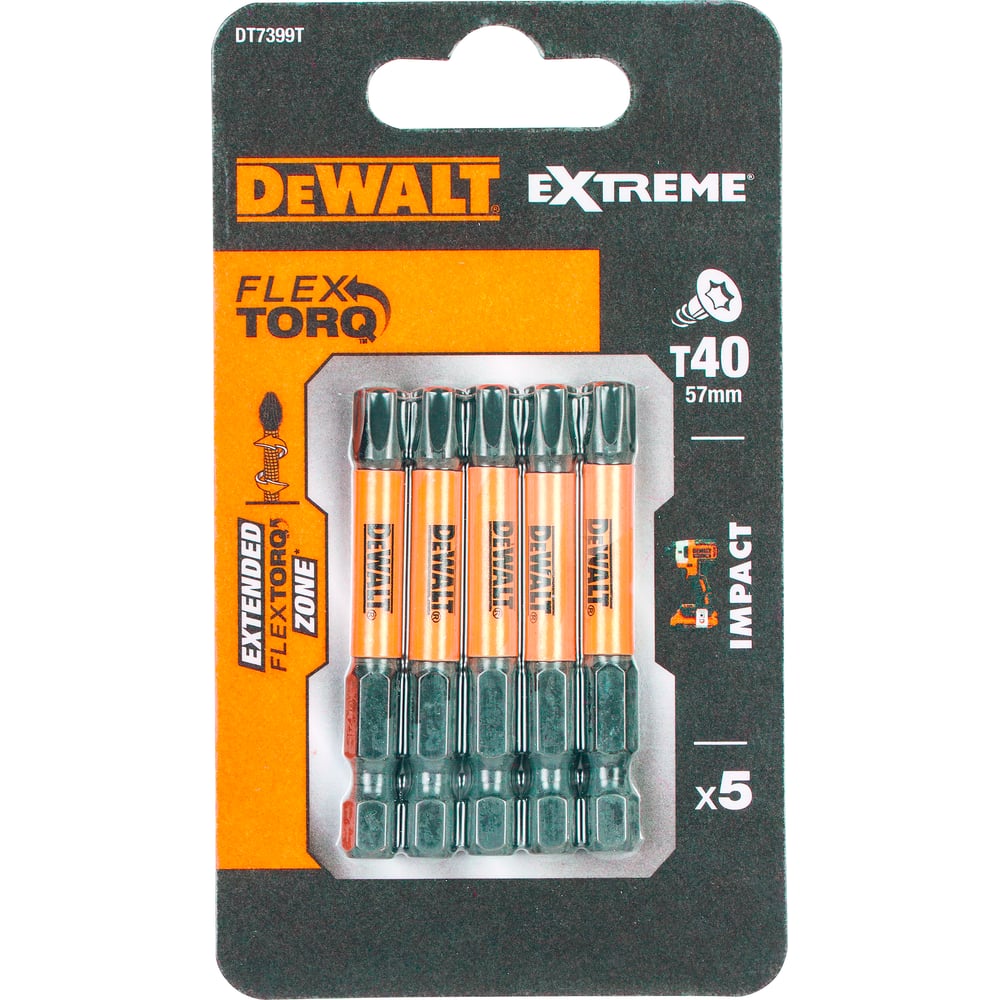 Биты T40х57 мм, 5 шт. DEWALT DT7399T