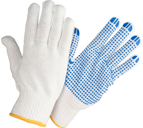 Изображение товара Перчатки из поликоттона КЭС пвх-покрытие точка, размер 9/L, 12шт 14000026