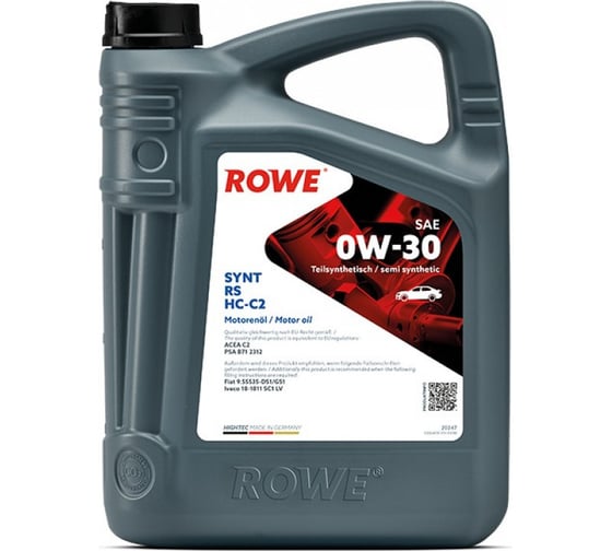 Изображение товара Моторное масло для легкового транспорта ROWE HIGHTEC SYNT RS SAE 0W-30 HC-C2 20247-0050-99