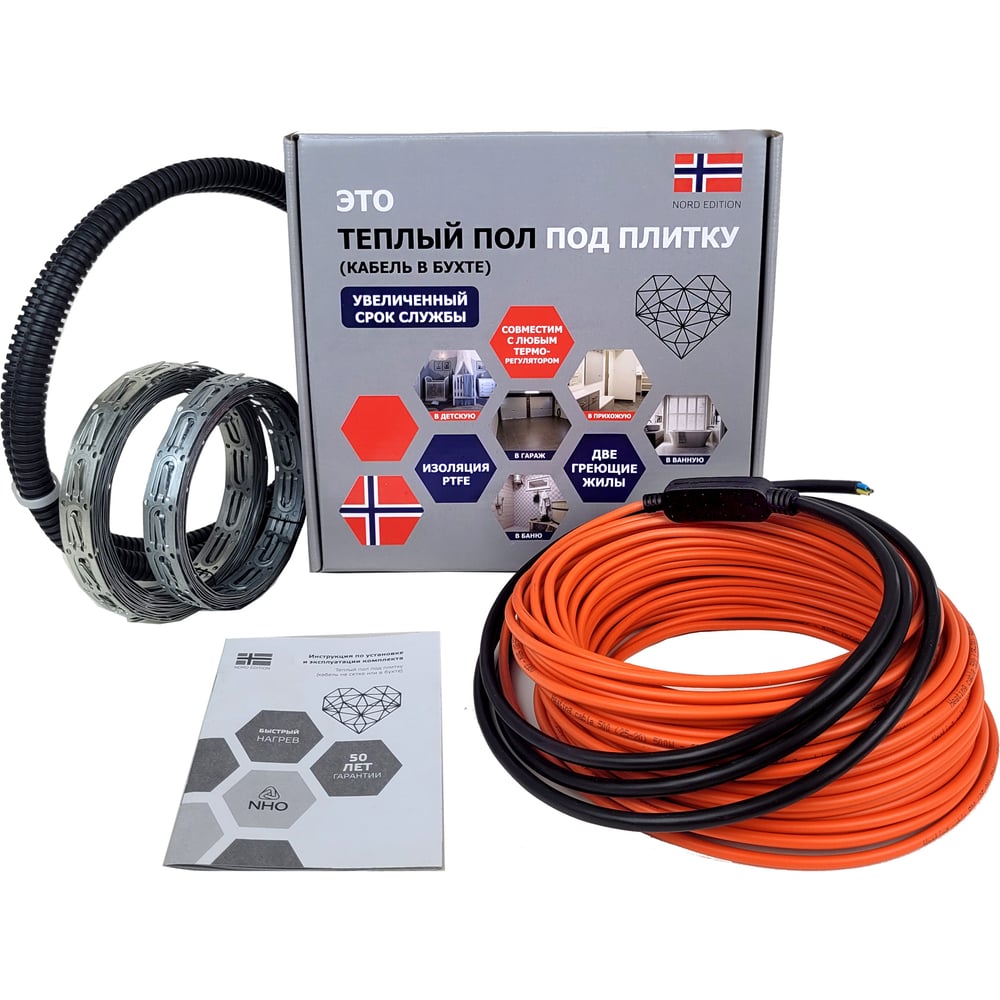 Изображение товара Комплект Истэк теплый пол под плитку кабель 2400 Вт, 120 м