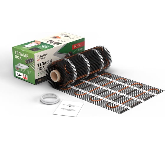 Изображение товара Нагревательный мат под ламинат/плитку/линолеум Русское тепло Теплый пол 5 кв. м, 800 Вт 2285215
