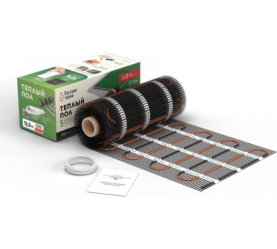 Изображение товара Нагревательный мат под ламинат/плитку/линолеум Русское тепло Теплый пол 12 кв. м, 1920 Вт 2285220