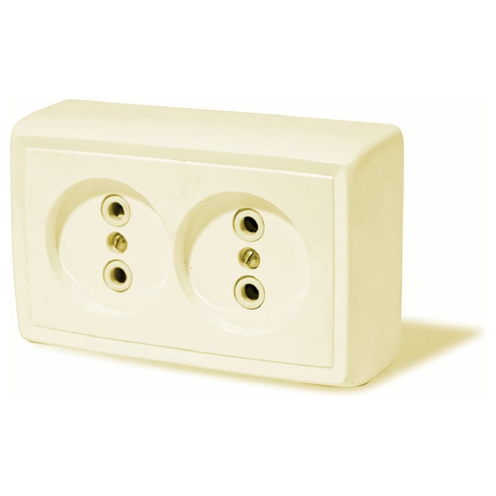 Изображение товара Розетка открытой установки 2 местная слоновая кость серия REONE