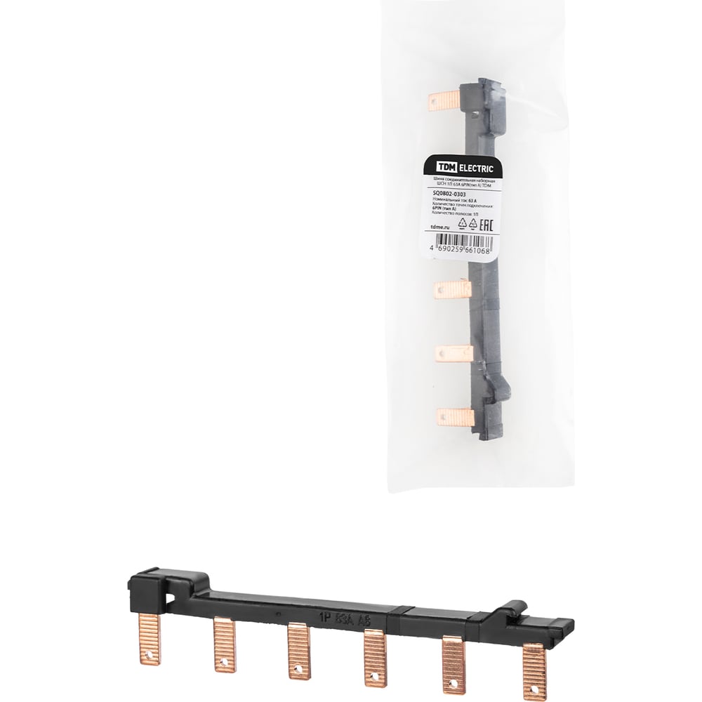 Изображение товара Соединительная наборная шина TDM ELECTRIC ШСН 1П 63А 6PIN(тип A) SQ0802-0303