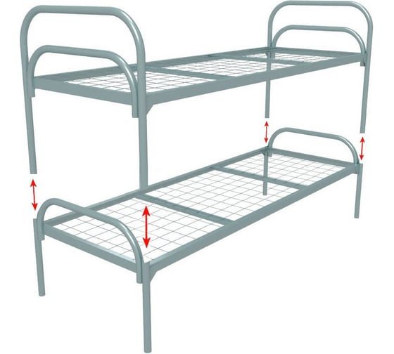 Изображение товара Двухъярусная кровать SAMGRUPP металлическая модульная "Стандарт + 2" (900х1900, сетка 100х50, 2 перемычки) КД-С-УС2 900х1900 (100х50) модуль