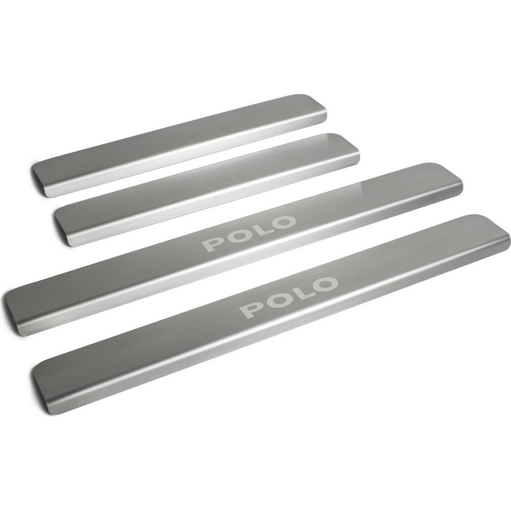 Изображение товара Накладки на пороги Rival для Volkswagen Polo 2010-н.в, нерж. сталь, 4 шт